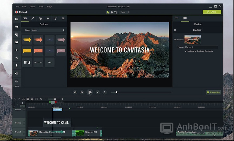 Phần mềm quay màn hình và chỉnh sửa video Camtasia Studio