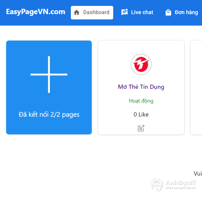 Chọn Fanpage kết nối với EasyPageVn