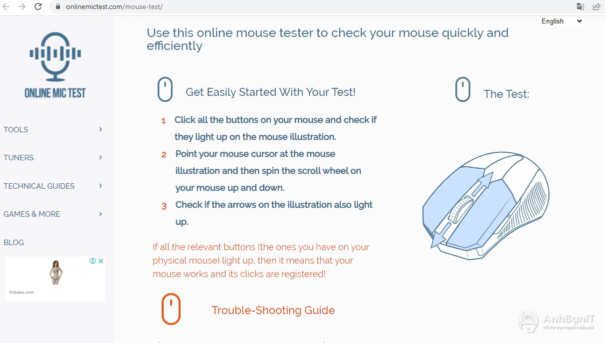 Trang web kiểm tra chuột