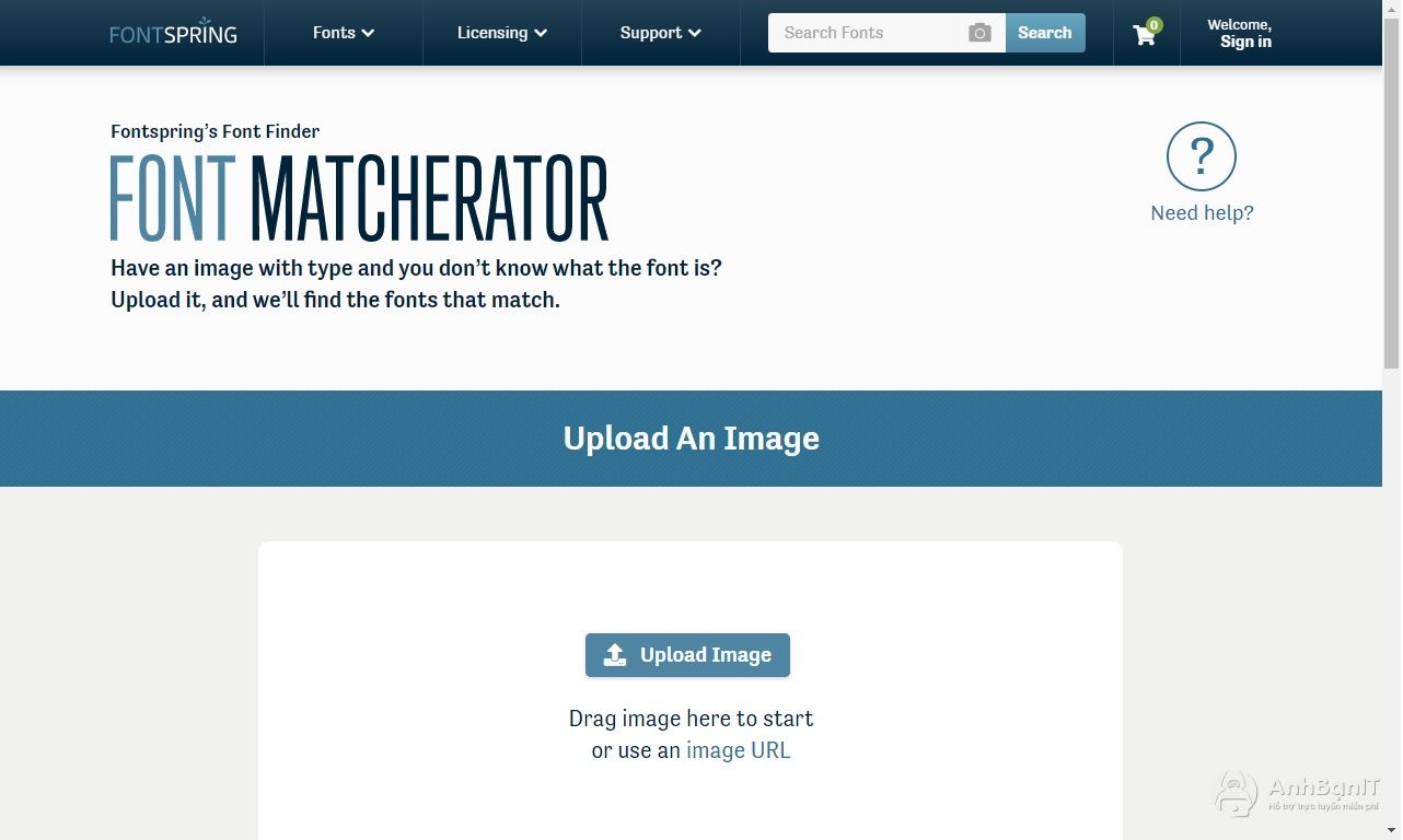 Giao diện trang web Fontspring Matcherator